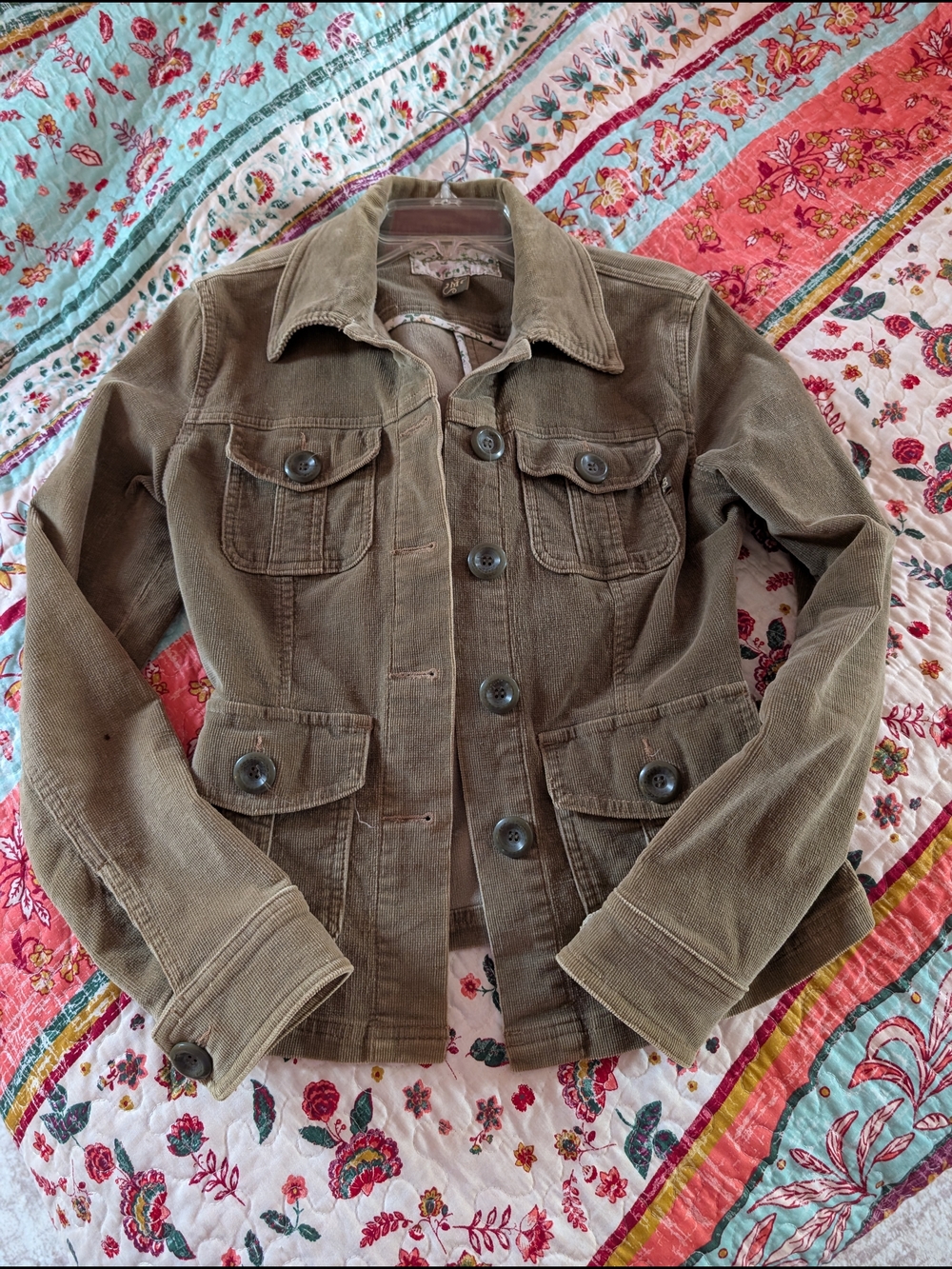 Plugg Olive Brown Corduroy Button-Front Jacket